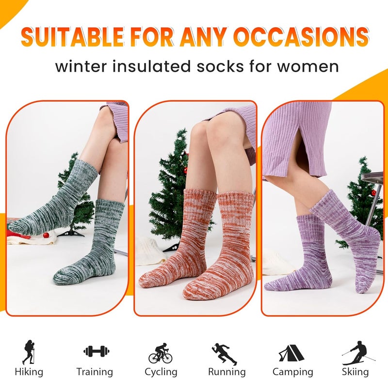Velice Winter Warm Thermal Socks for Women Extra Thick Insulated Heated Crew Boot Socks for Cold Weather 5 Pairs - Image 5